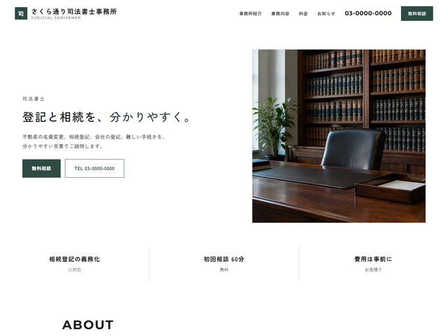 司法書士向けホームページテンプレート（ミニマル）